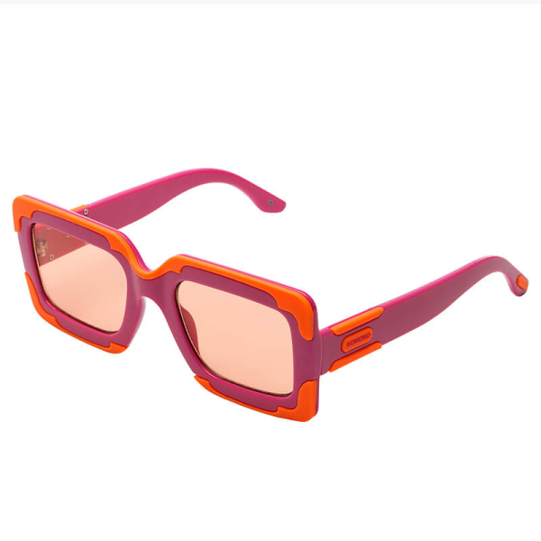 Komono Lana Solar Nebula Sonnenbrille solid smoke getönte Gläser, pink-orange Rahmen